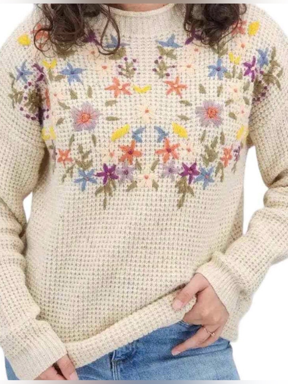 Tea n Rose Floral Embroidered Sweater Sz L